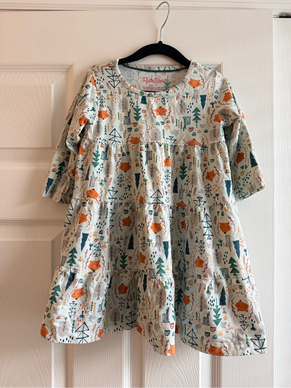 Ruffle Butts Dress with Orange Fox & Green Trees